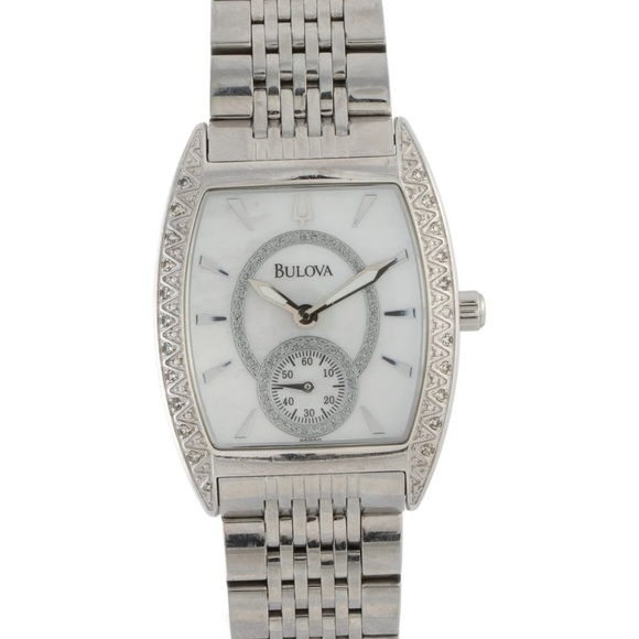 Bulova-Mother of Pearl Diamond Accent Stainless Steel Women's Watch #C876813